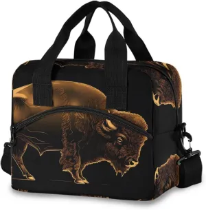 Golden Bison Lunch Bag Tote Insulated 19 Cans Large Capacity Cooler Lunch Box Crossbody with Adjustable Detachable Strap 11.4×7.1×9.5 IN