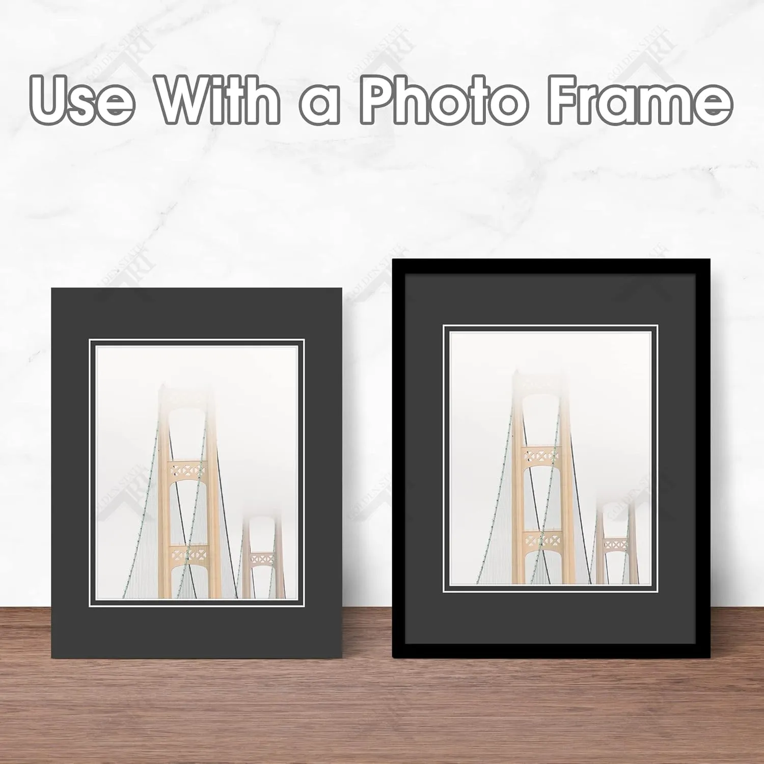 Golden State Art Pack of 10 Double Mats 11x14 Core Bevel Cut for 8x10 Pictures   Backing   Bags, 11" x 14", Black/White/Clear