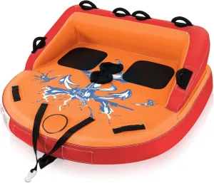 Goplus Inflatable Towable Tubes for Boating, 1-2/1-3 Riders Water Sports Tube for Boat to Pull, Sofa Style Boat Tube with Drainage, Dual Front and Back Tow Points