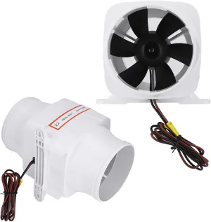 GOTOTOP Ventilation Fan 4In In Line Marine Bilge Air Blower Mute Strong Ventilation Fan for Yacht 12V 4in