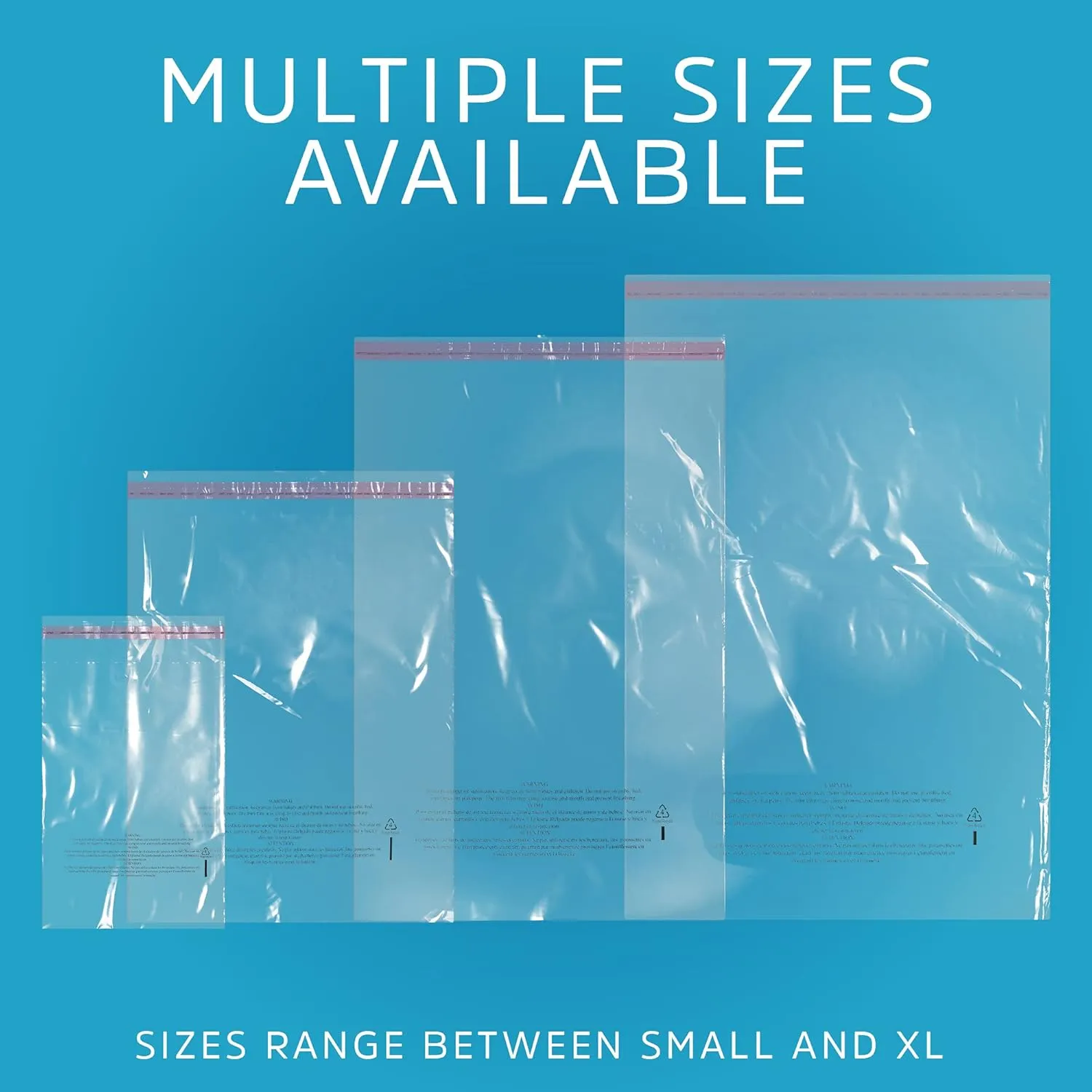 GPI - Case of 1000, 8" X 10" Clear Self Seal Poly Bags, 1.5 Mil - Resealable, Peel & Seal Poly bags with Adhesive Strip & Suffocation Warning for Packaging & Shipping T Shirts & Clothing.