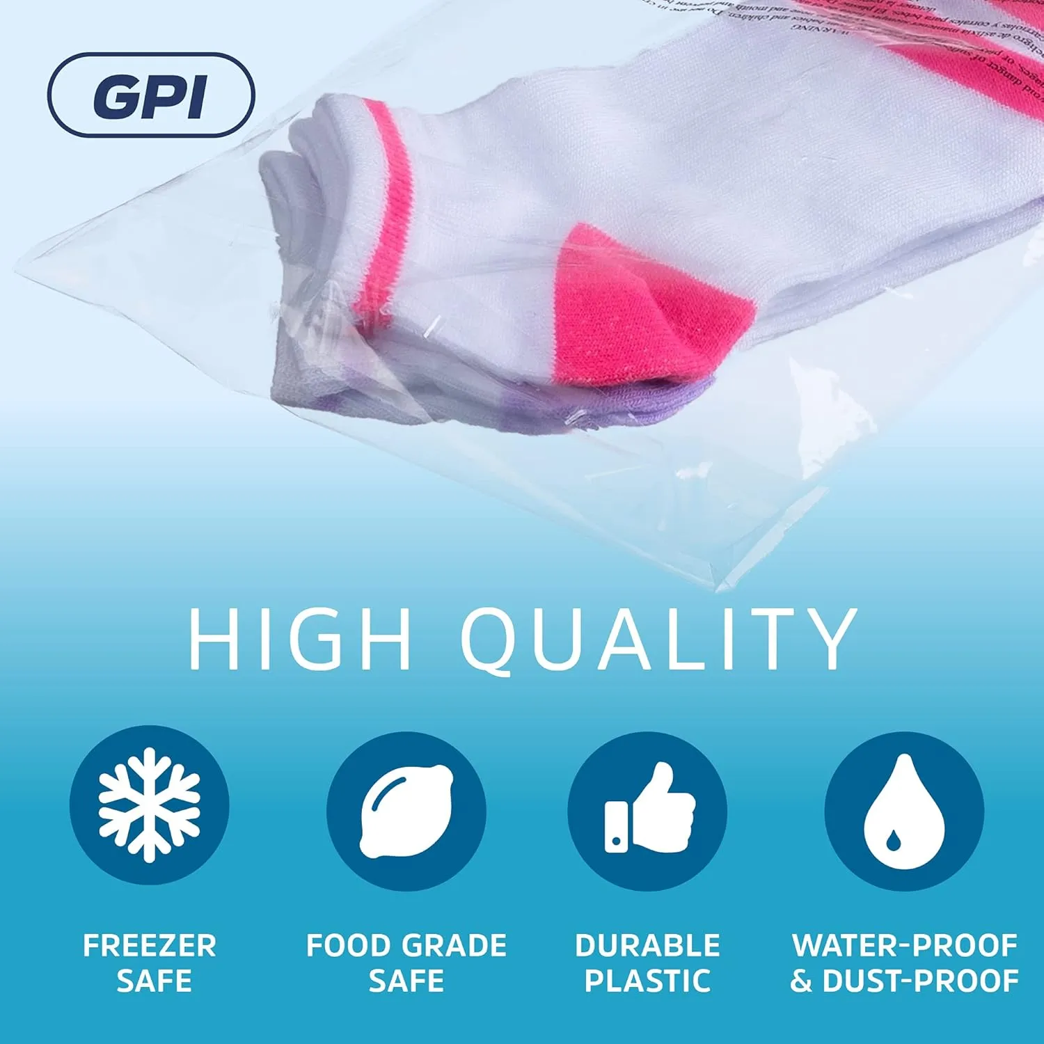 GPI - Case of 1000, 8" X 10" Clear Self Seal Poly Bags, 1.5 Mil - Resealable, Peel & Seal Poly bags with Adhesive Strip & Suffocation Warning for Packaging & Shipping T Shirts & Clothing.