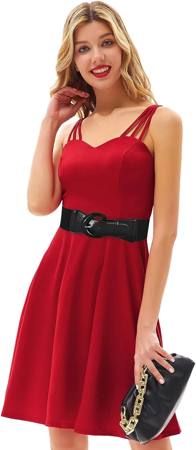 GRACE KARIN Women's Wide Stretchy Cinch Belt 3 Inch Vintage Chunky Buckle Belts S-XXXXL