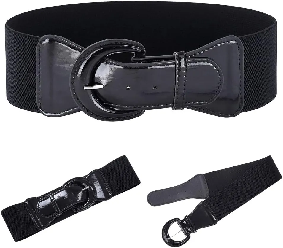 GRACE KARIN Women's Wide Stretchy Cinch Belt 3 Inch Vintage Chunky Buckle Belts S-XXXXL