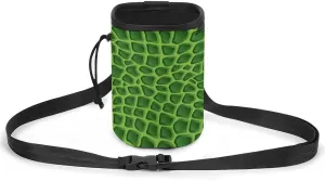 Green Crocodile Lizard Skin Cute Dog Treat Bag Puppy Training Pouch Walking Snack Container Hiking Pack