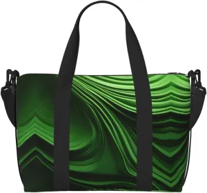 Green Curve Texture Women Travel Duffel Bag, Large Weekender Carry-On Tote, Gym Workout Bag,Mommy Hospital Bag