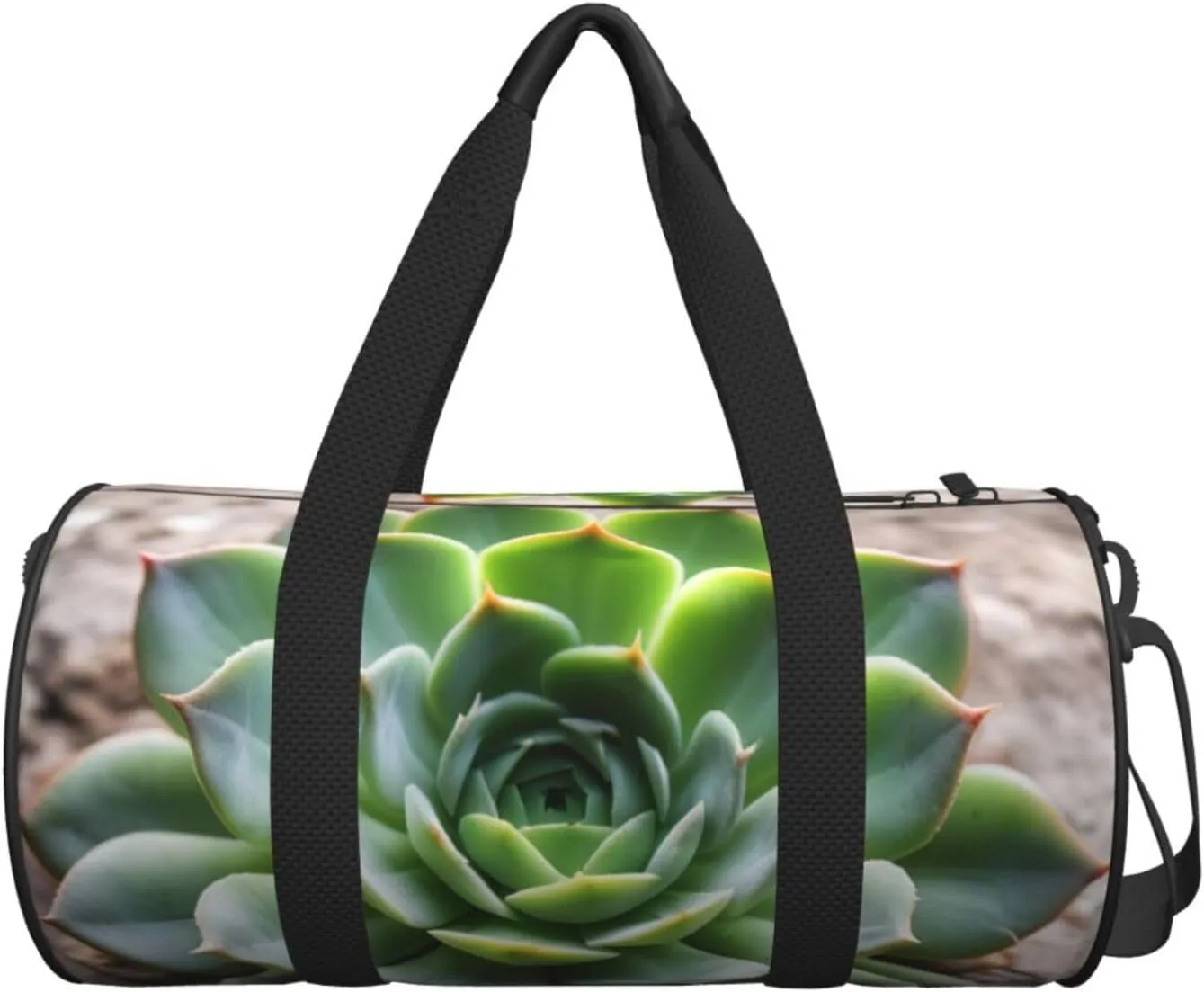 Green Succulent Printed Travel Bag,Round Personal Item Storage bag,Foldie Duffel Bag for Traveling Vacation,Fitness,Sports
