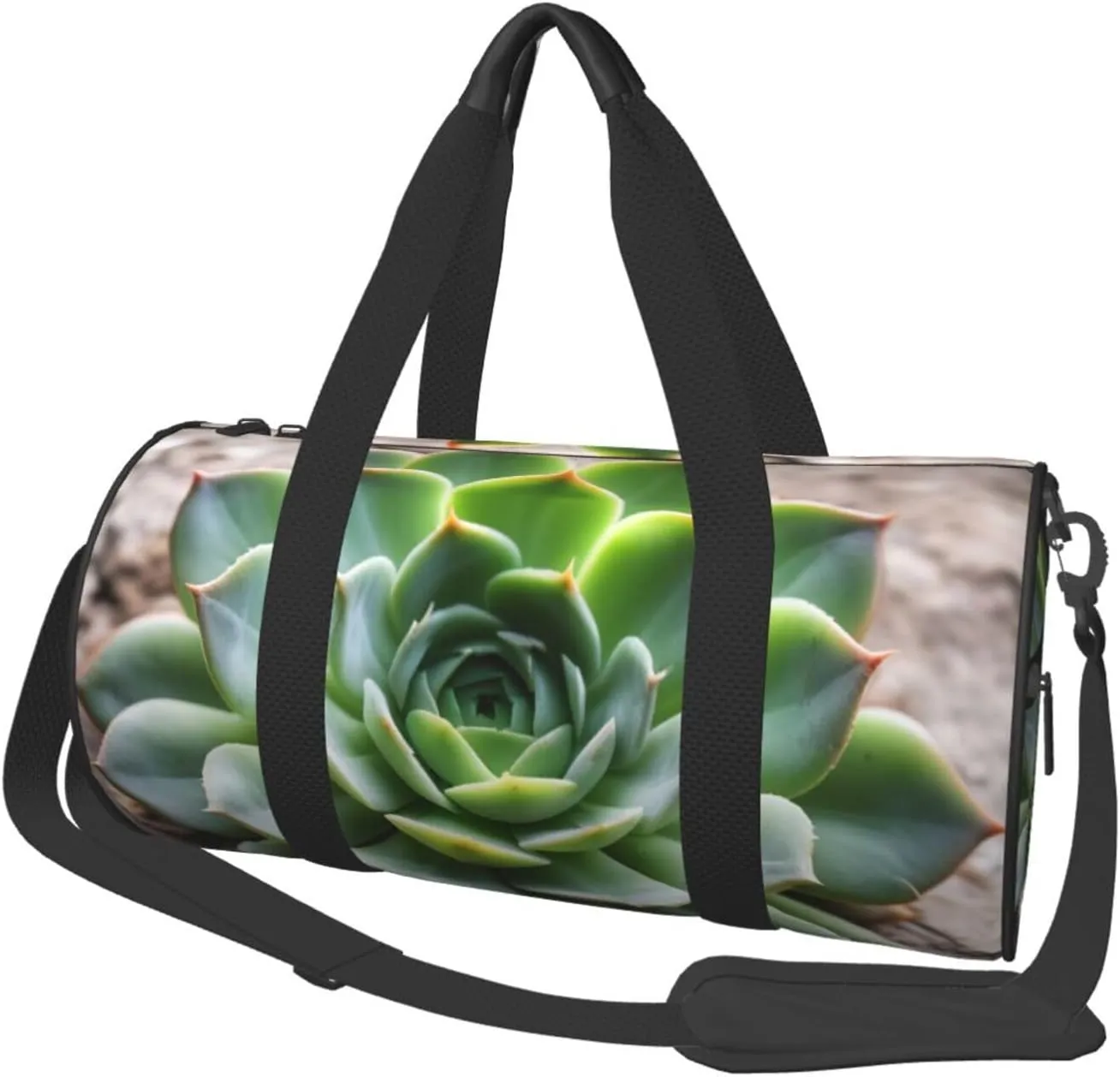 Green Succulent Printed Travel Bag,Round Personal Item Storage bag,Foldie Duffel Bag for Traveling Vacation,Fitness,Sports