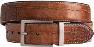 Greg Norman Men's Reversible Croco Print Leather Golf Belt Tan/Black 44