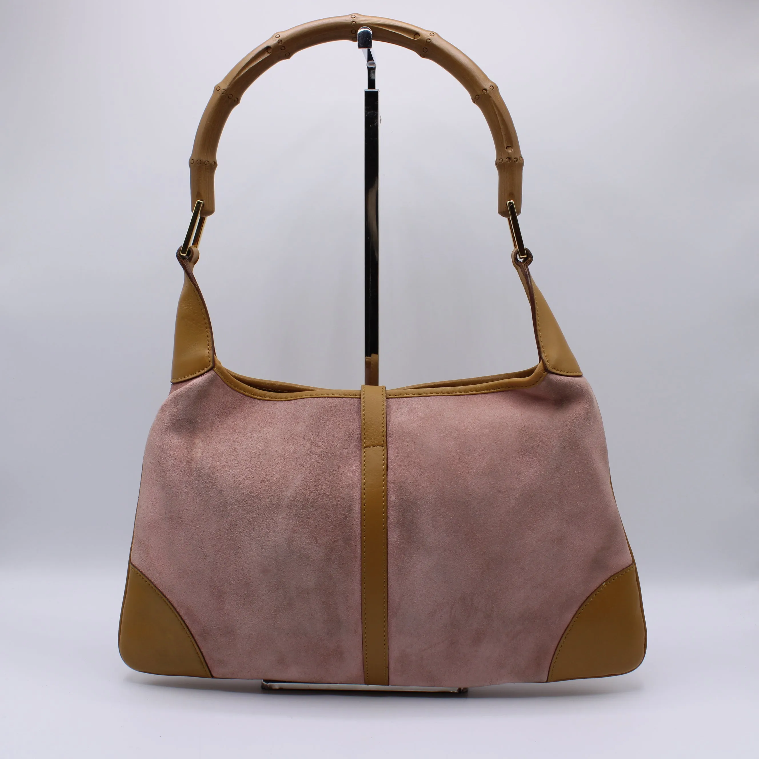 Gucci Pink Bamboo Handle Jackie O 1961 Hobo Bag Vintage
