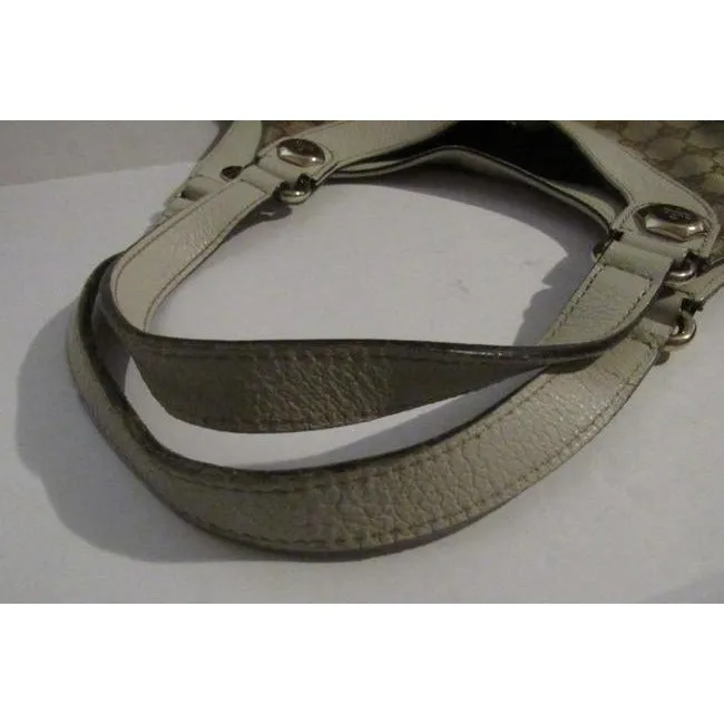 Gucci Print Canvasleather Charmy Brown Guccissimawhite Lthr Gg Canvas And Leather Satchel