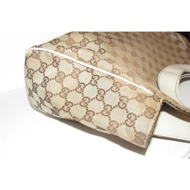 Gucci Print Canvasleather Charmy Brown Guccissimawhite Lthr Gg Canvas And Leather Satchel