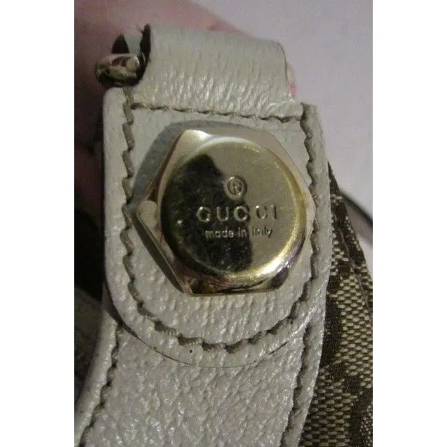 Gucci Print Canvasleather Charmy Brown Guccissimawhite Lthr Gg Canvas And Leather Satchel