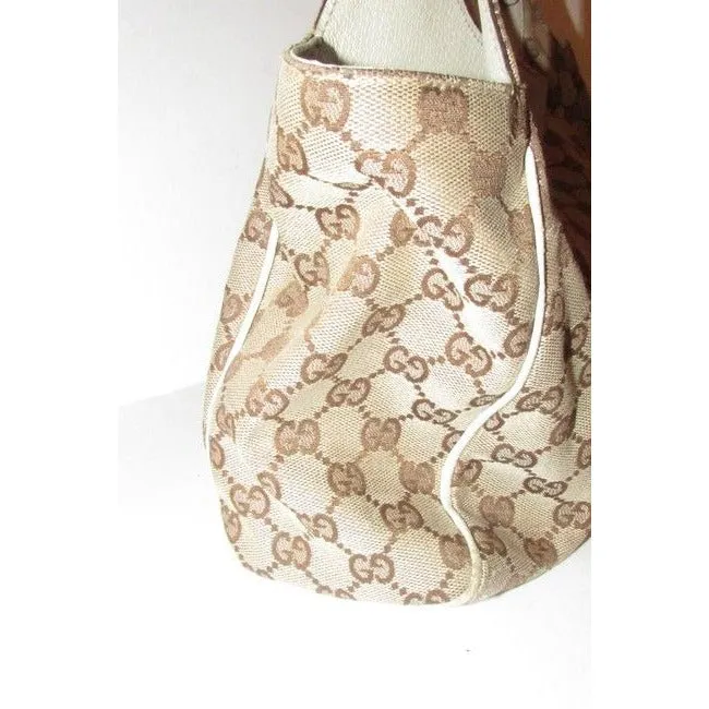 Gucci Print Canvasleather Charmy Brown Guccissimawhite Lthr Gg Canvas And Leather Satchel