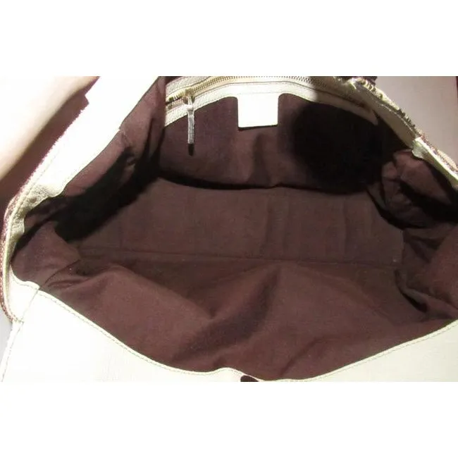 Gucci Print Canvasleather Charmy Brown Guccissimawhite Lthr Gg Canvas And Leather Satchel