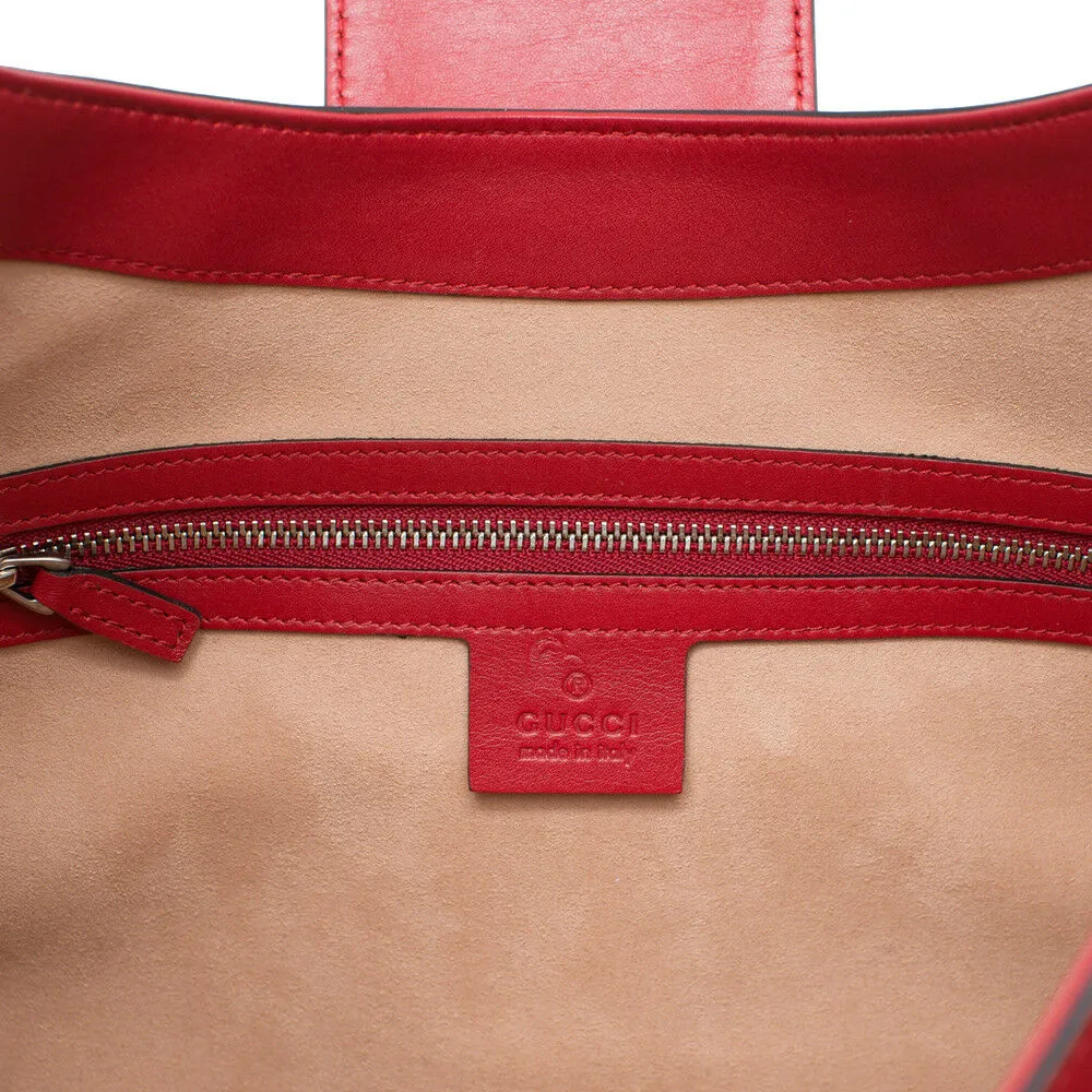 Gucci Red Dionysus Embroidery Cherry Blossoms Leather Shoulder Bag Medium Hobo Handbag New