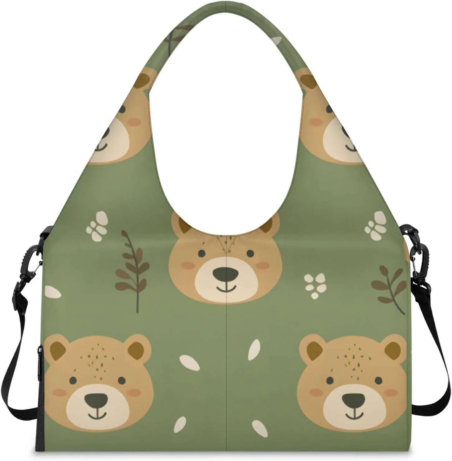 Gym Bag for Women Bear Cartoon Duffel Bag with Shoe Compartment and Yoga Mat Holder Portable Weekender Bags Travel Tote Bags