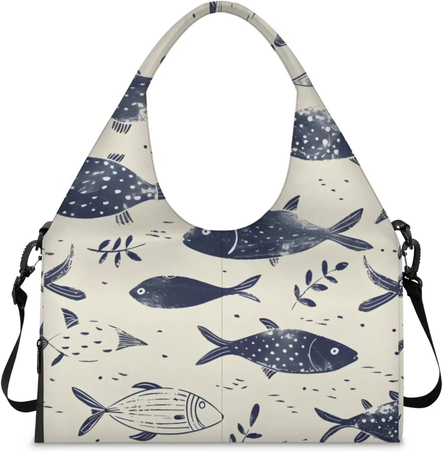 Gym Bag for Women Fish Themed Duffel Bag with Shoe Compartment and Yoga Mat Holder Portable Weekender Bags Travel Tote Bags