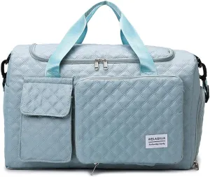 Gym Bag for Women,Sports Travel Duffel Bag, Weekender Overnight Bag with Wet Pocket and Shoes Compartment for Women, Travel,Workout,Gym, Yoga 707 (Blue)