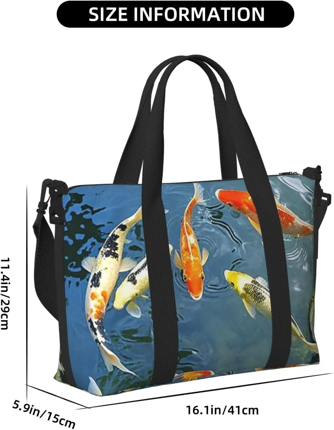 Gym Bag Japan Fancy Carp Fishes3 Duffel Bag for Men Women Travel Overnight Bag with Shoe Compartment Workout Bags