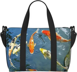 Gym Bag Japan Fancy Carp Fishes3 Duffel Bag for Men Women Travel Overnight Bag with Shoe Compartment Workout Bags