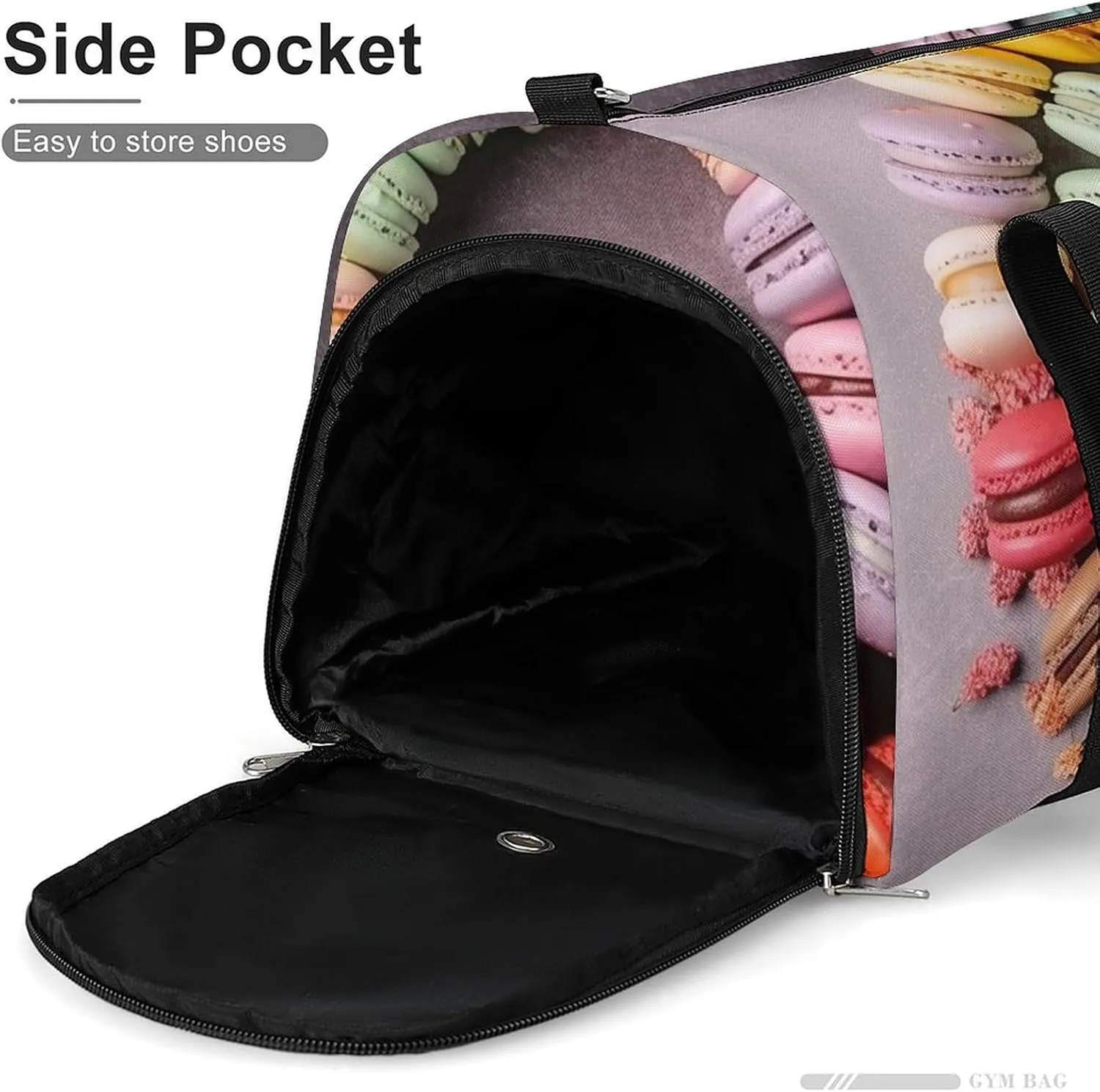 Gym Bag Macarons Arranged Together Duffel Bag for Men Women Travel Overnight Bag with Shoe Compartment Workout Bags