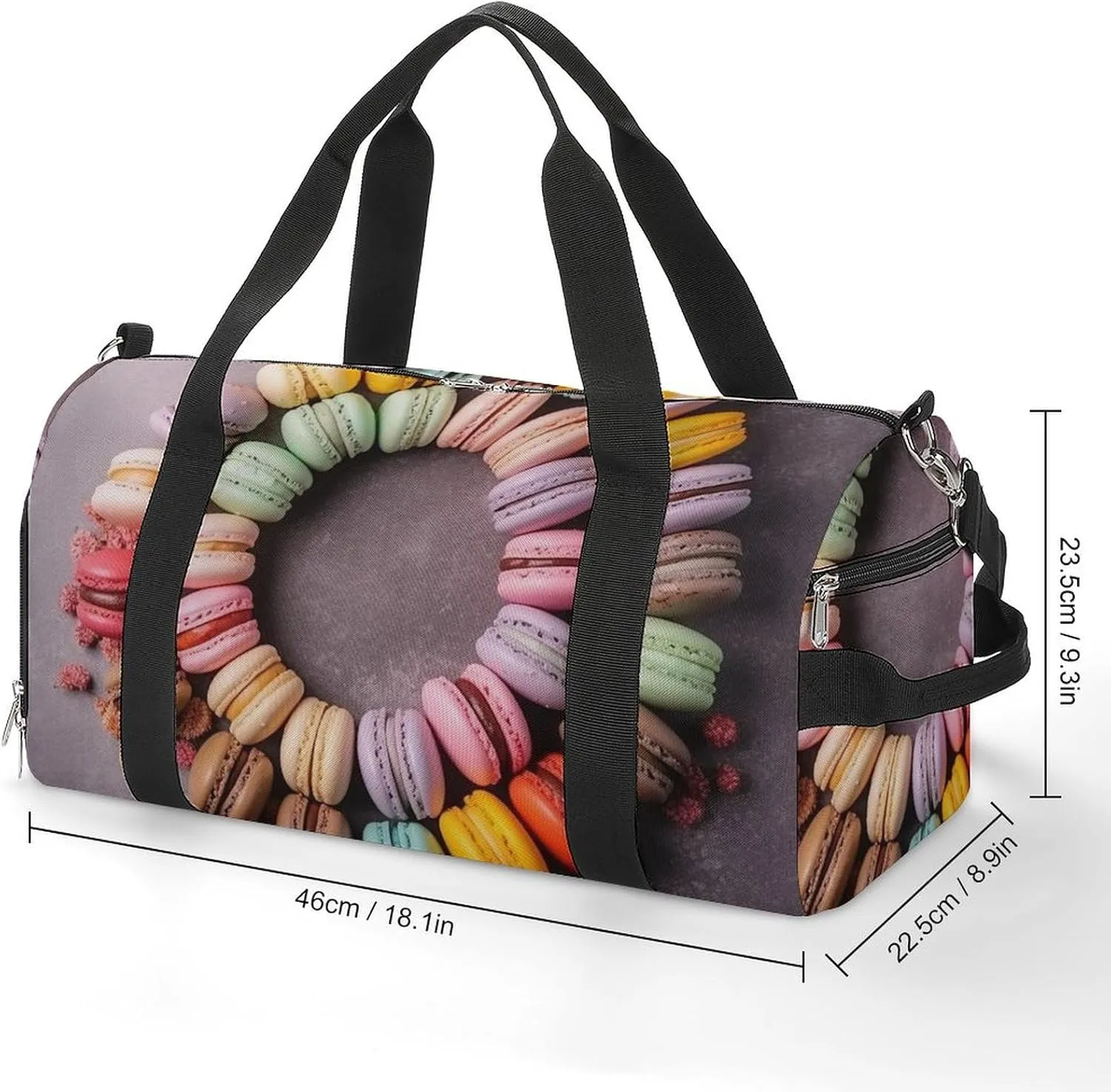 Gym Bag Macarons Arranged Together Duffel Bag for Men Women Travel Overnight Bag with Shoe Compartment Workout Bags