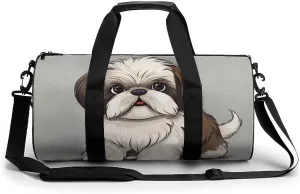 Gym Bag Shih Tzu Dog Duffel Bag for Men Women Overnight Bag with Shoe Compartment Workout Bags