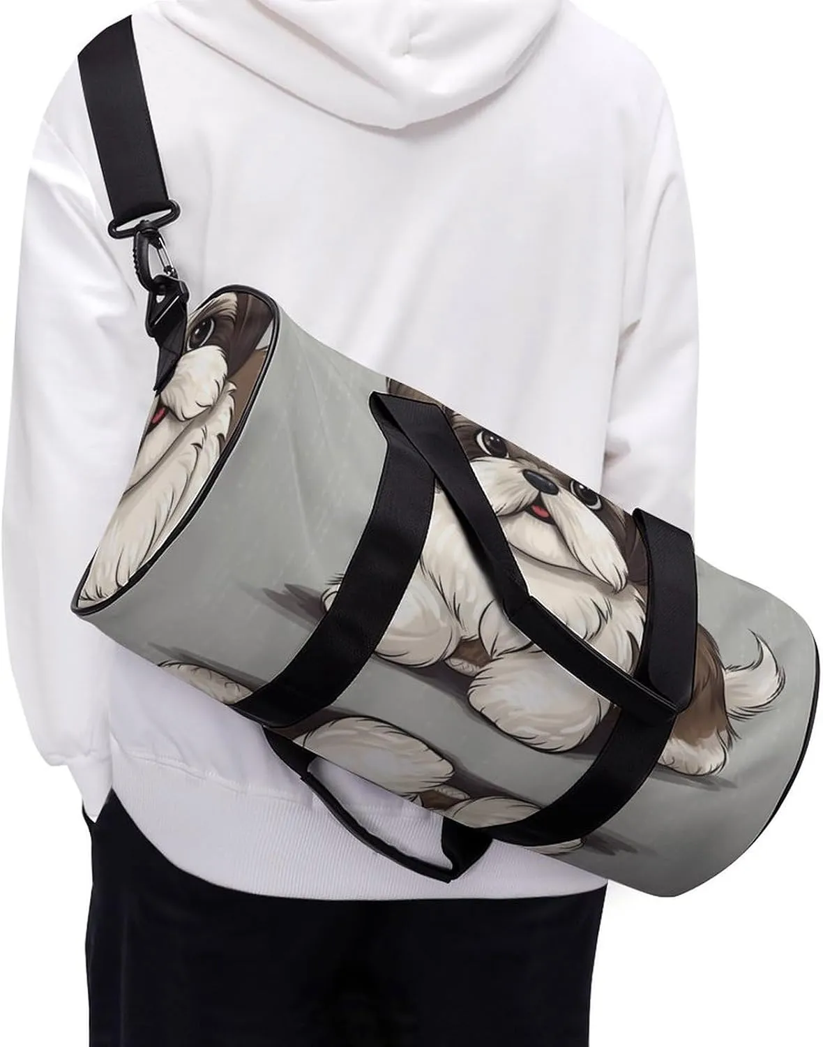 Gym Bag Shih Tzu Dog Duffel Bag for Men Women Overnight Bag with Shoe Compartment Workout Bags