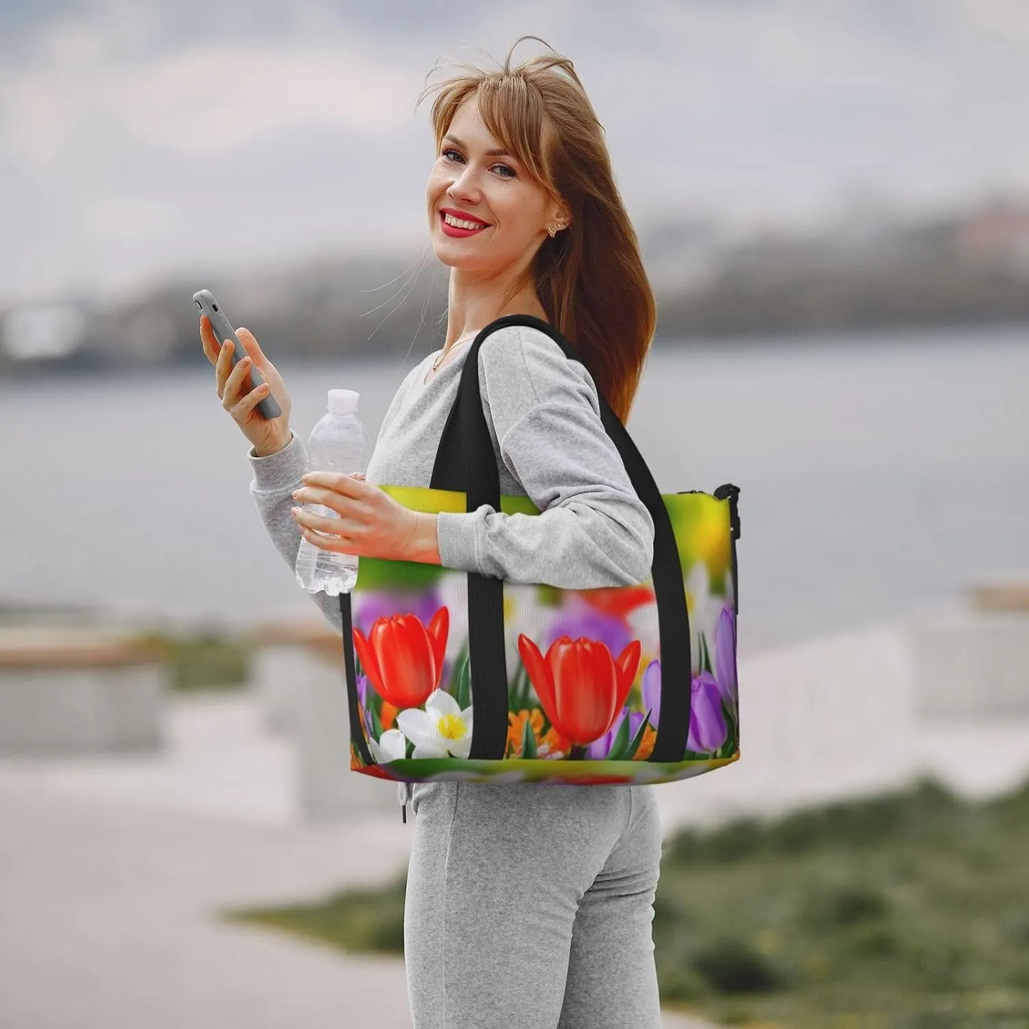 Gym Bag Spring Flowers Duffel Bag for Men Women Travel Overnight Bag with Shoe Compartment Workout Bags