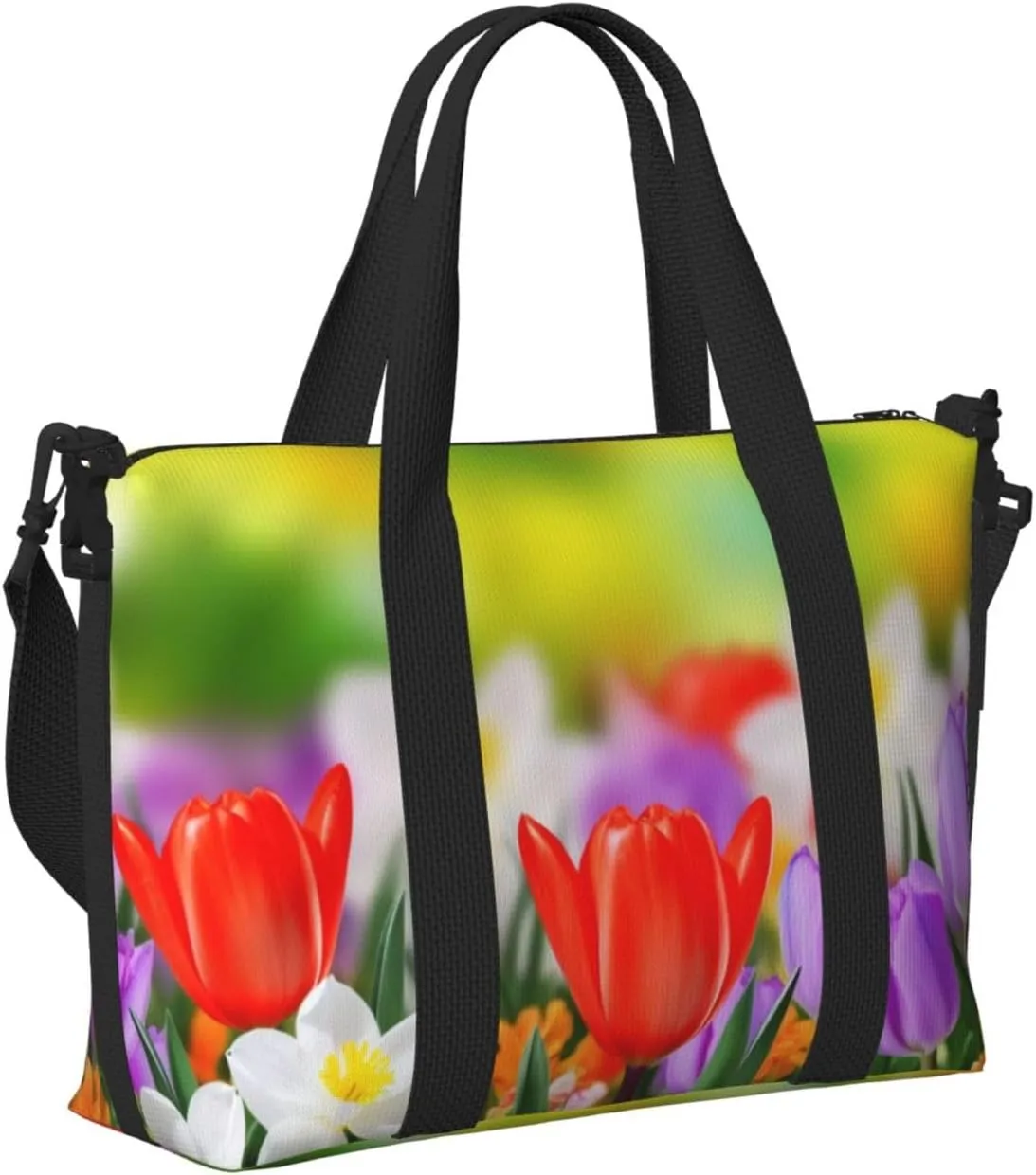 Gym Bag Spring Flowers Duffel Bag for Men Women Travel Overnight Bag with Shoe Compartment Workout Bags