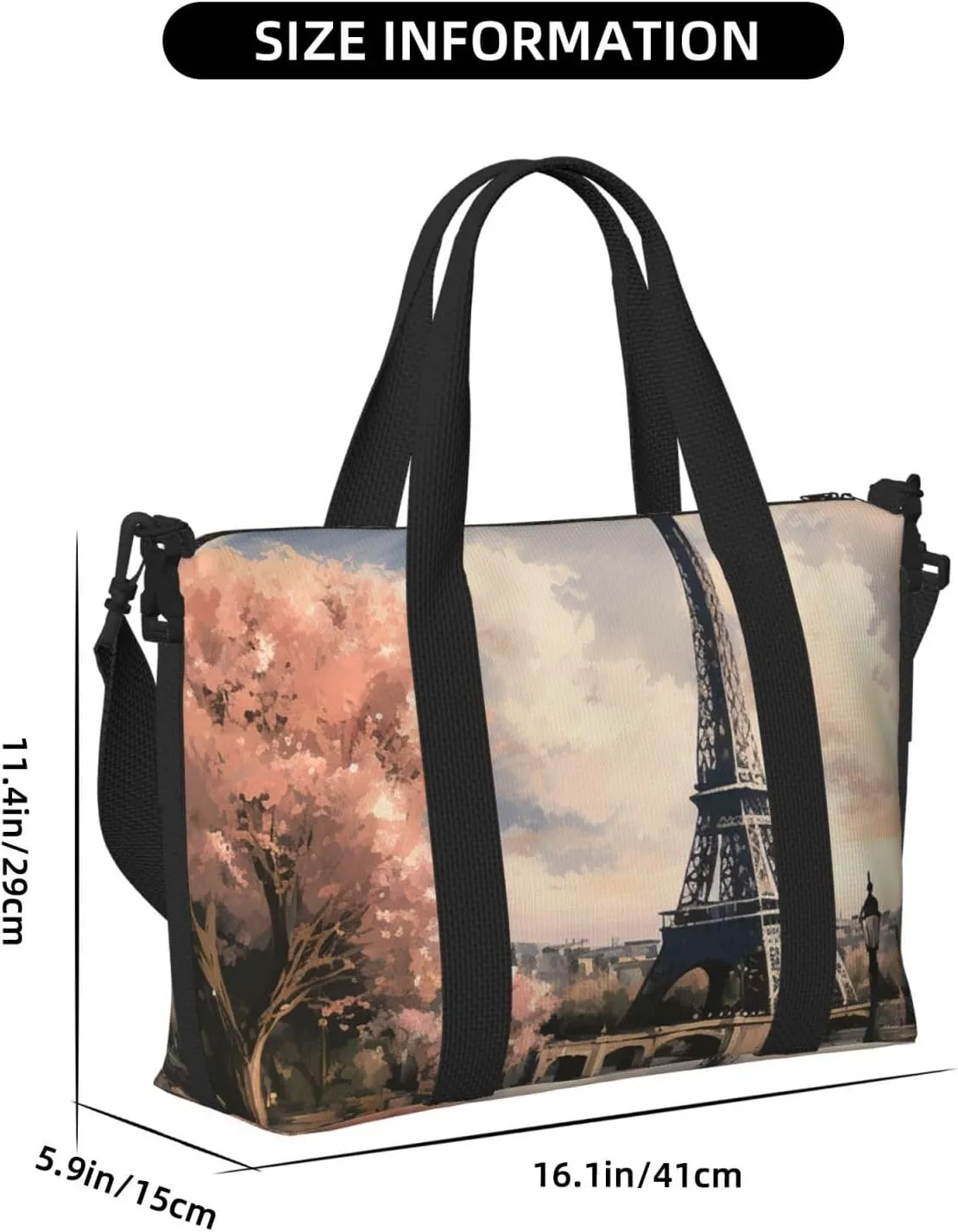 Gym Bag Vintage Style Eiffel Tower Paris Duffel Bag for Men Women Travel Overnight Bag with Shoe Compartment Workout Bags