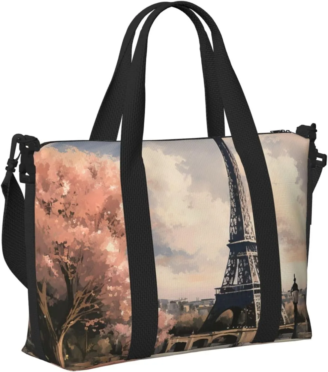 Gym Bag Vintage Style Eiffel Tower Paris Duffel Bag for Men Women Travel Overnight Bag with Shoe Compartment Workout Bags