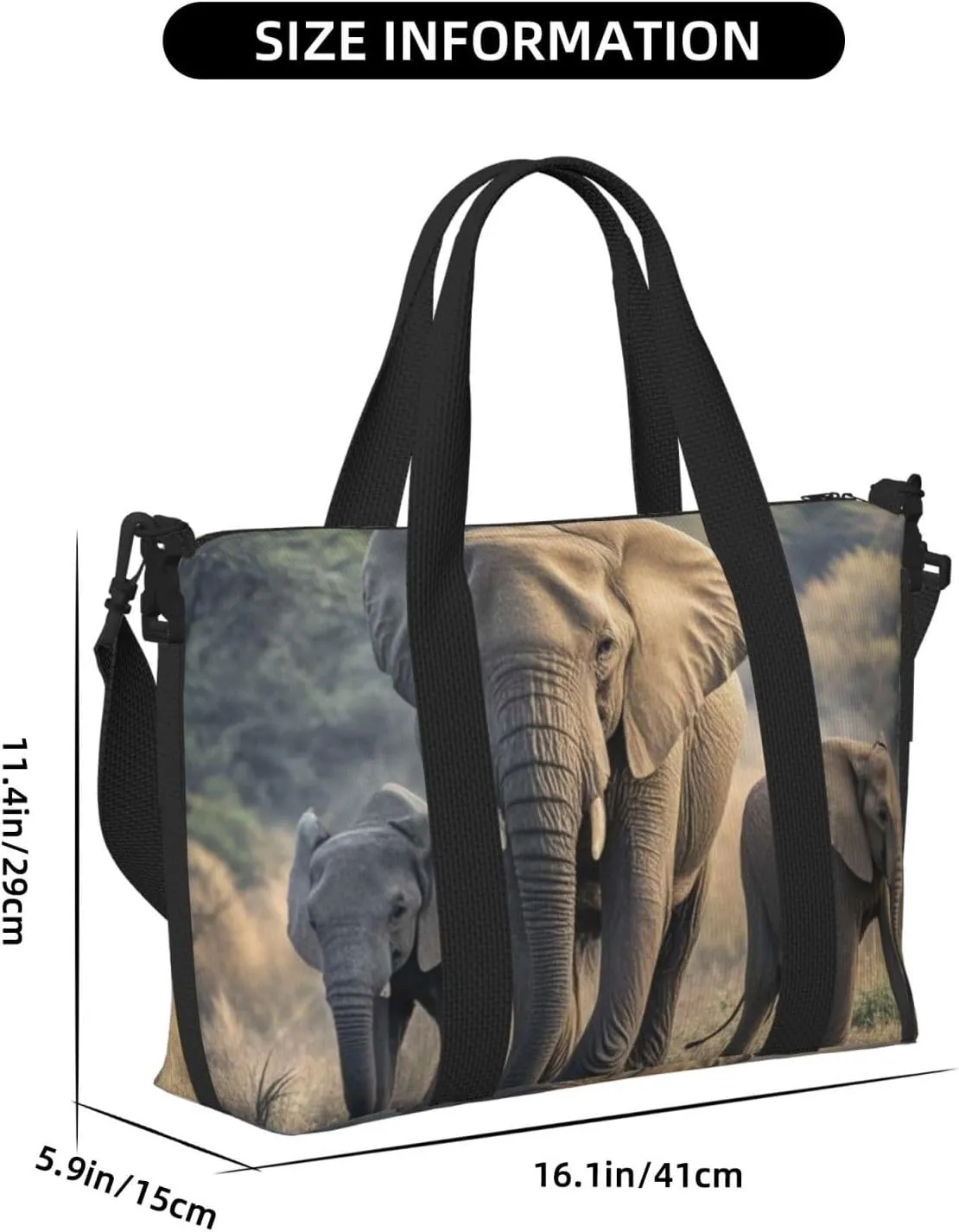 Gym Bag Walking elephants mother and baby Duffel Bag for Men Women Travel Overnight Bag with Shoe Compartment Workout Bags