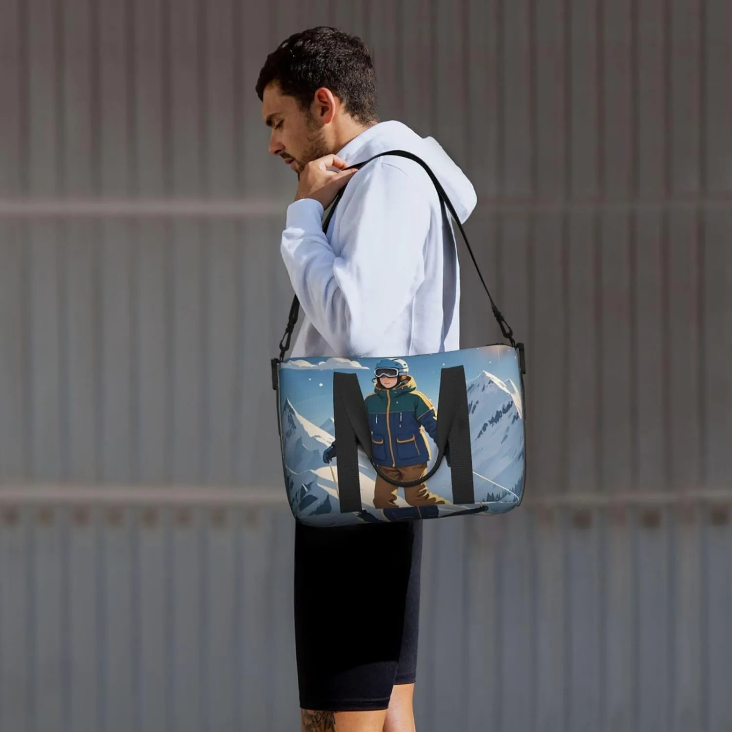 Gym Bag Winter skiing Duffel Bag for Men Women Travel Overnight Bag with Shoe Compartment Workout Bags