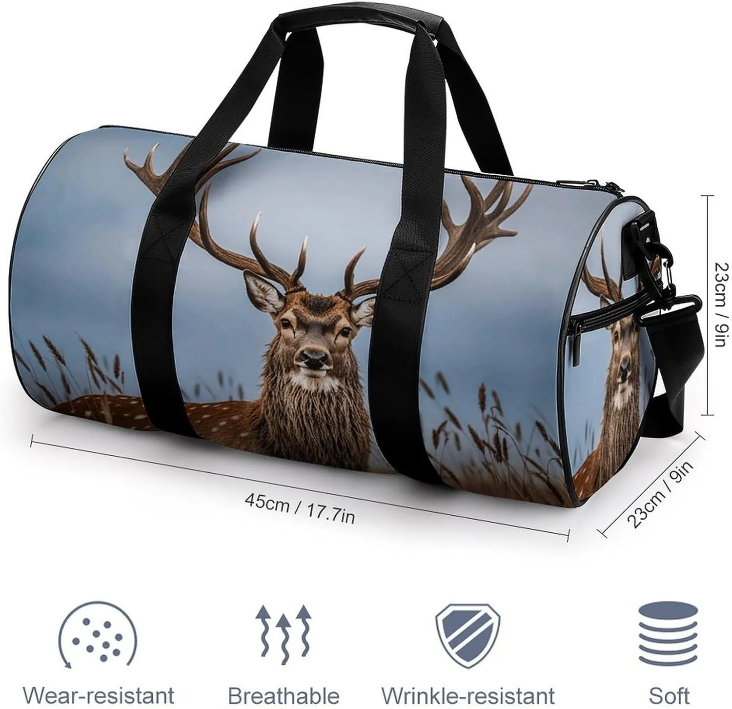 Gym Bags Small Deer Hunting Duffel Bag Overnight Bag with Shoe Compartment Carryon Bag for Men Women