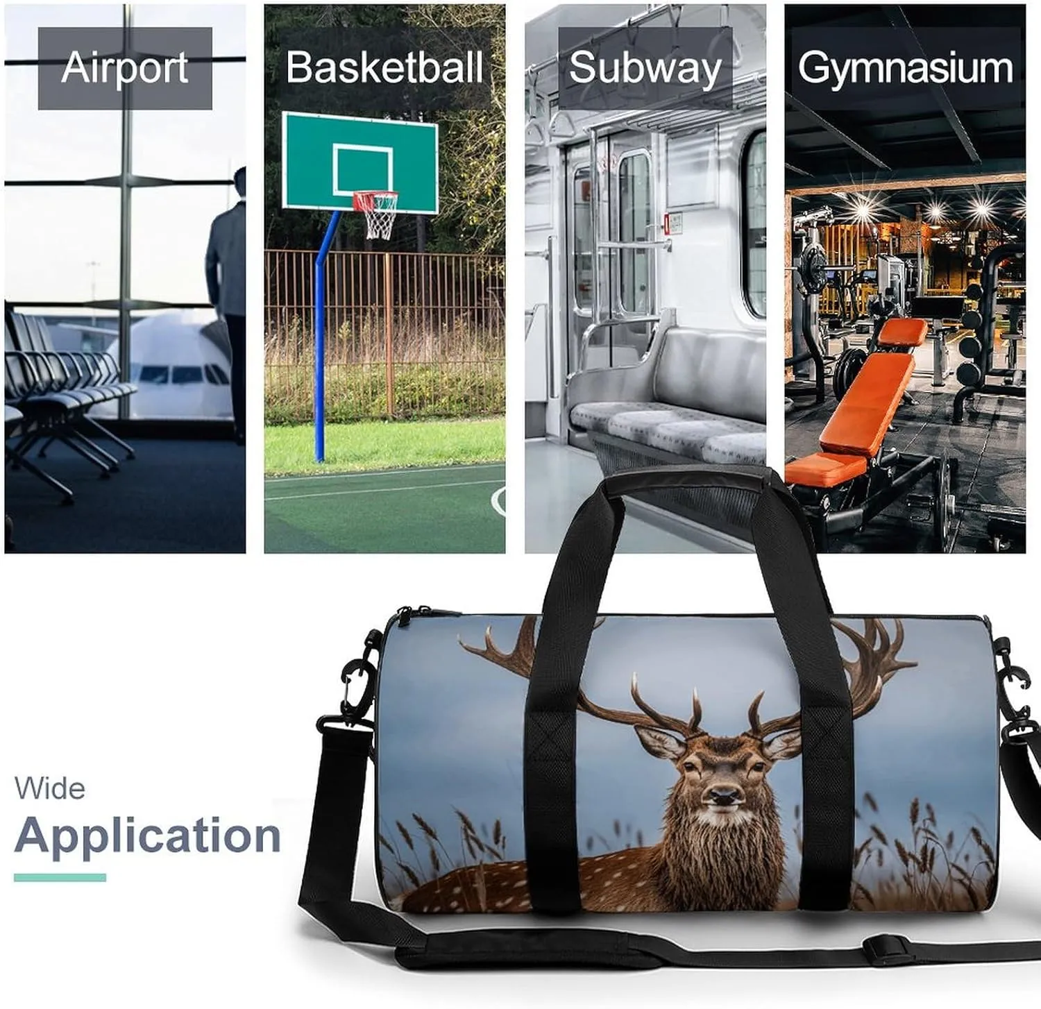 Gym Bags Small Deer Hunting Duffel Bag Overnight Bag with Shoe Compartment Carryon Bag for Men Women
