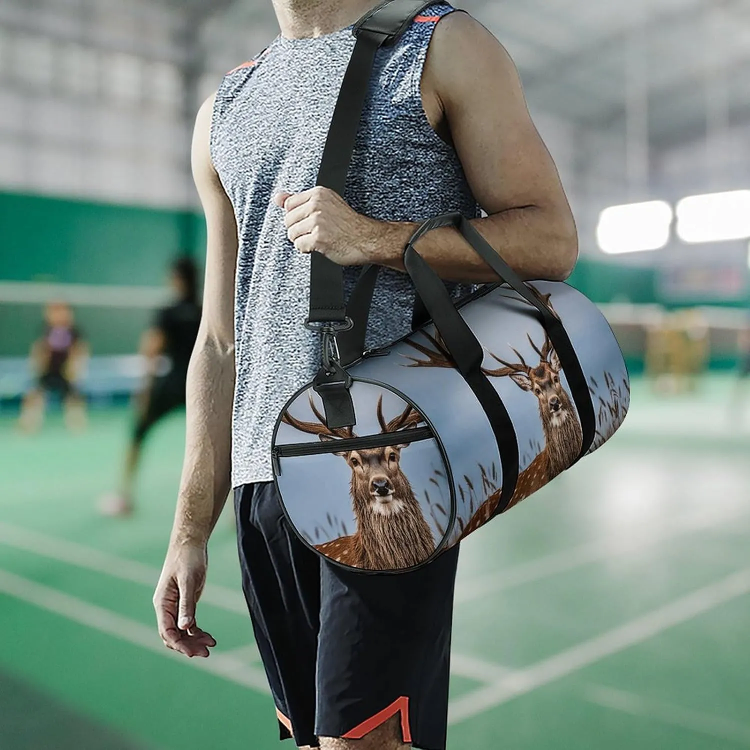 Gym Bags Small Deer Hunting Duffel Bag Overnight Bag with Shoe Compartment Carryon Bag for Men Women