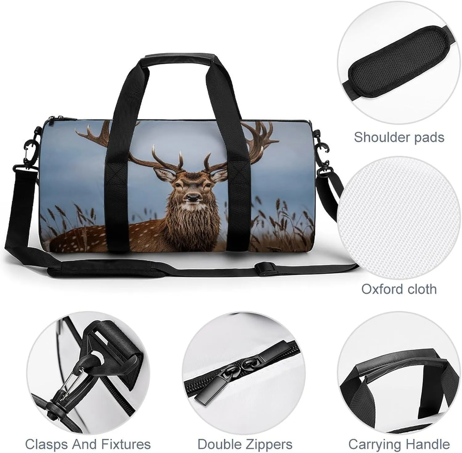 Gym Bags Small Deer Hunting Duffel Bag Overnight Bag with Shoe Compartment Carryon Bag for Men Women