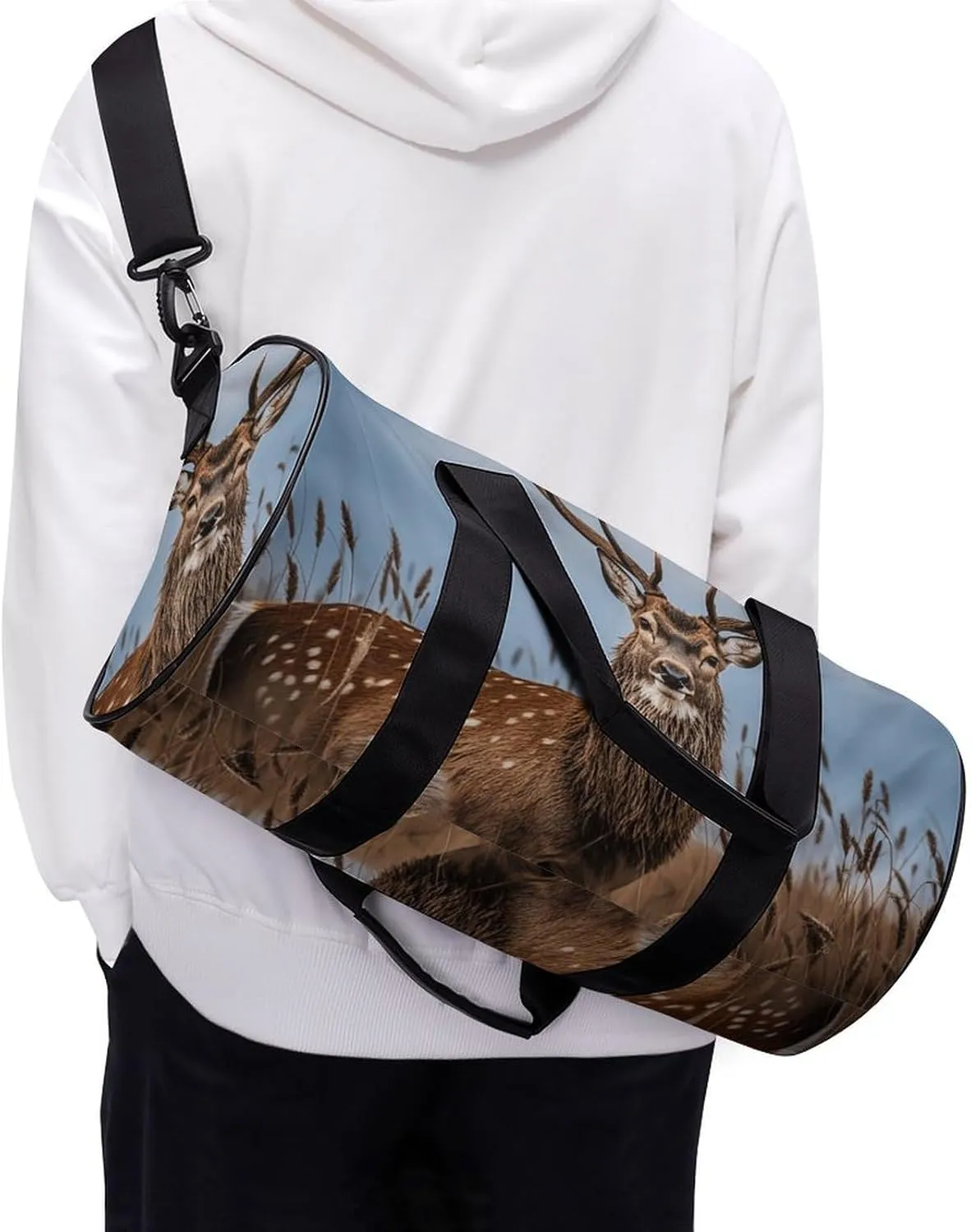 Gym Bags Small Deer Hunting Duffel Bag Overnight Bag with Shoe Compartment Carryon Bag for Men Women