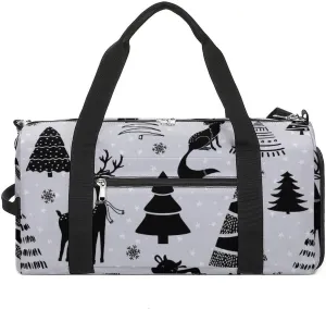 Gym Duffel Bag with Shoe Compartment Wet Pocket, Christmas-tree-deer Travel Bag for Men Women