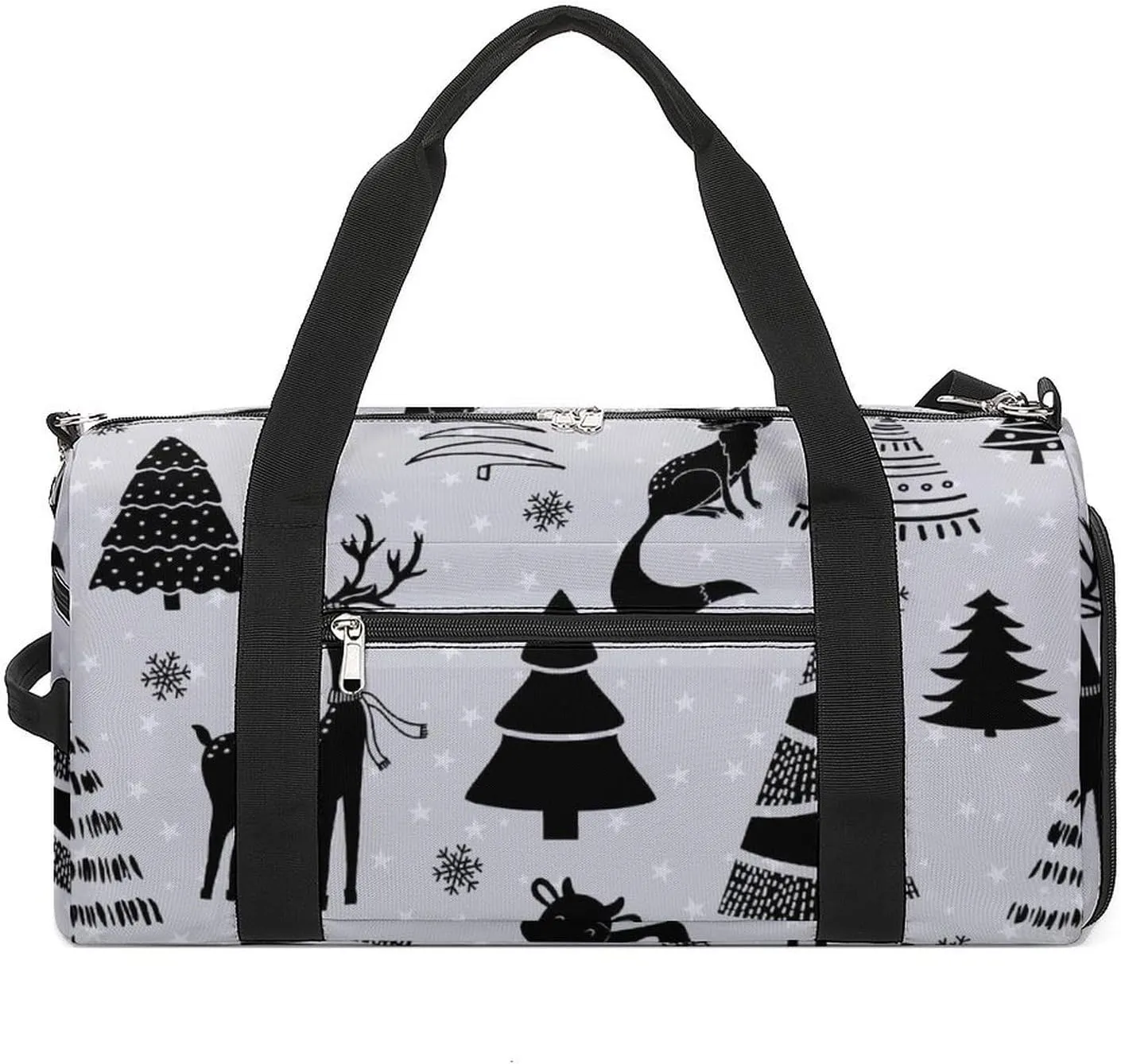 Gym Duffel Bag with Shoe Compartment Wet Pocket, Christmas-tree-deer Travel Bag for Men Women