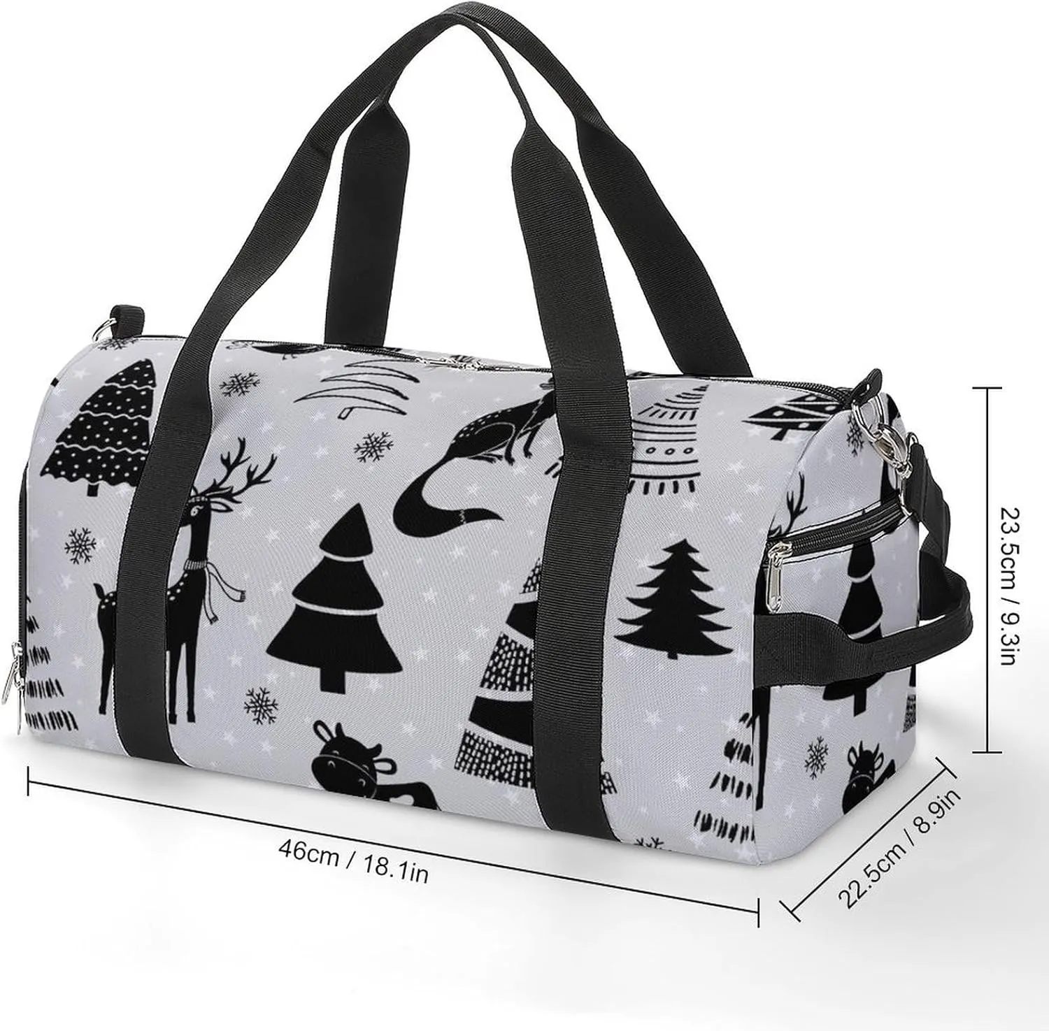 Gym Duffel Bag with Shoe Compartment Wet Pocket, Christmas-tree-deer Travel Bag for Men Women