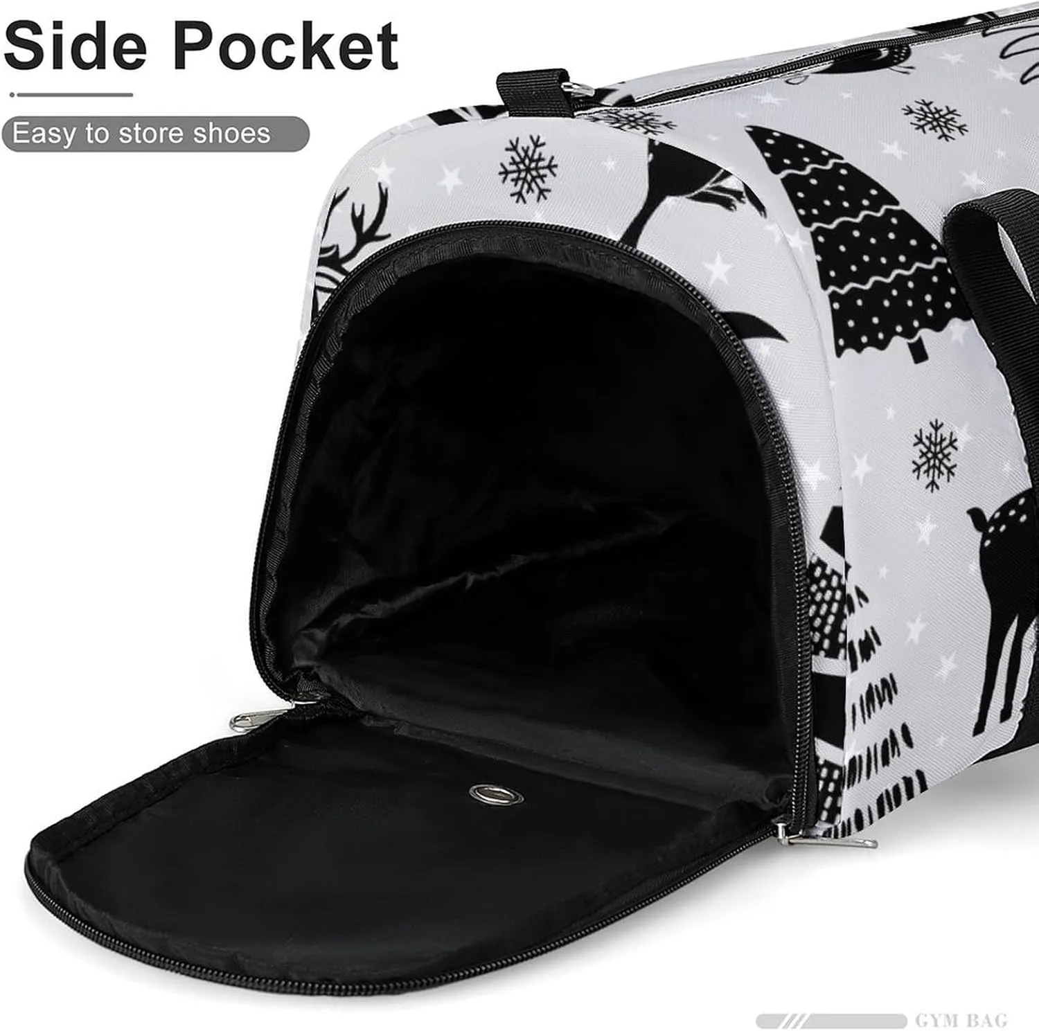 Gym Duffel Bag with Shoe Compartment Wet Pocket, Christmas-tree-deer Travel Bag for Men Women