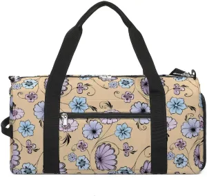 Gym Duffel Bag with Shoe Compartment Wet Pocket, Decorative Flowers Travel Bag for Men Women