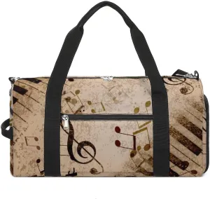 Gym Duffel Bag with Shoe Compartment Wet Pocket, Note Sings Pattern Travel Bag for Men Women, style-4
