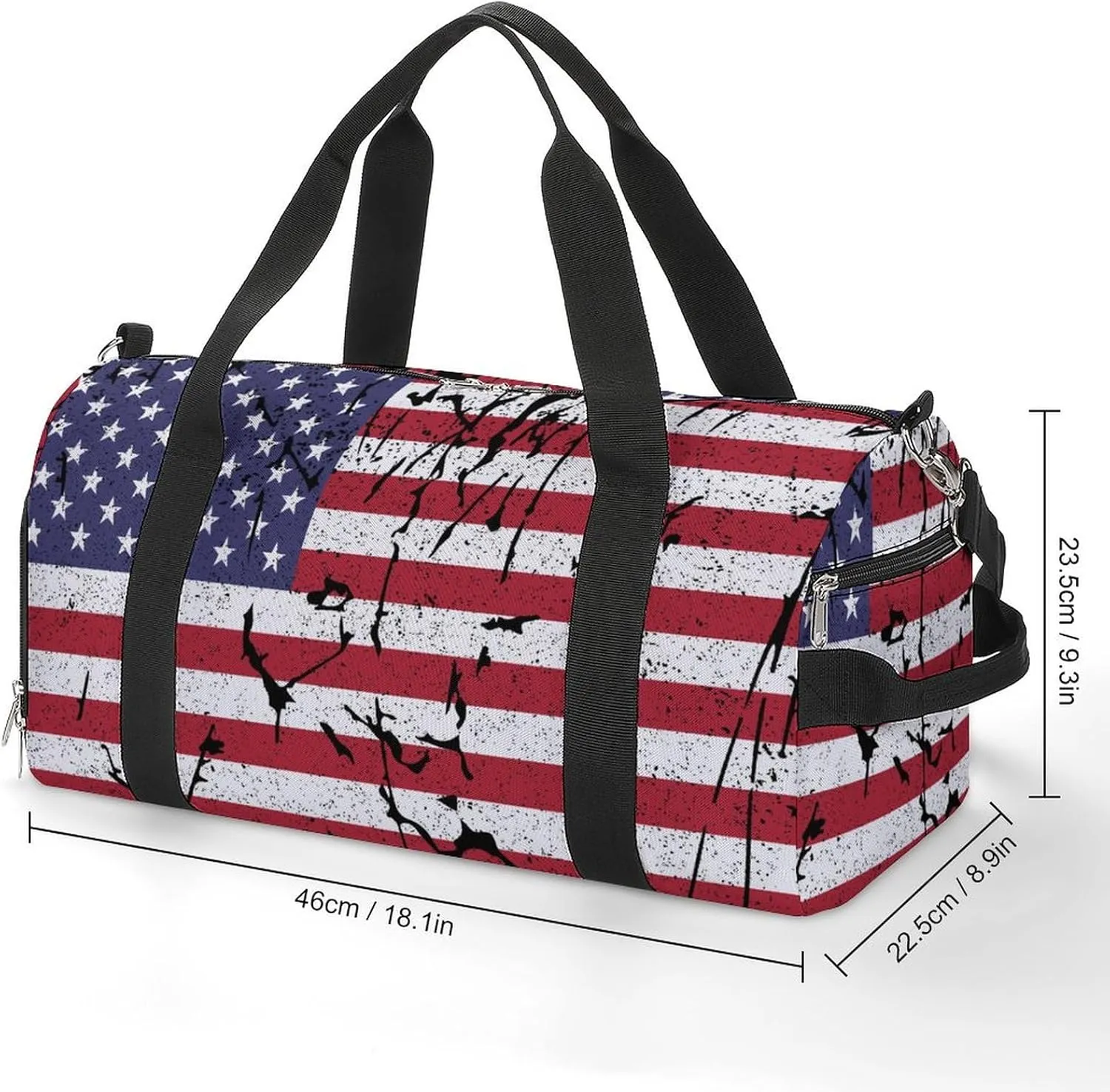 Gym Duffel Bag with Shoe Compartment Wet Pocket, Usa-grunge-flag Travel Bag for Men Women, style-1