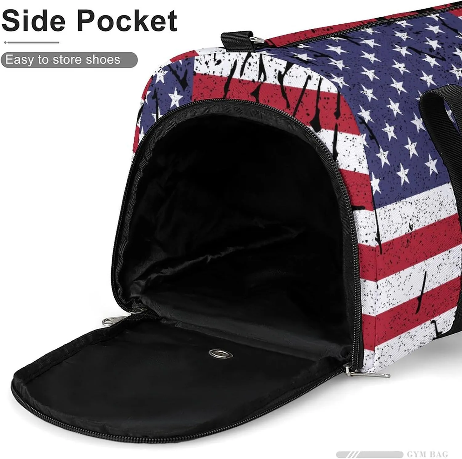 Gym Duffel Bag with Shoe Compartment Wet Pocket, Usa-grunge-flag Travel Bag for Men Women, style-1