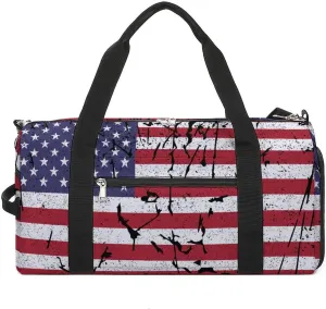 Gym Duffel Bag with Shoe Compartment Wet Pocket, Usa-grunge-flag Travel Bag for Men Women, style-1