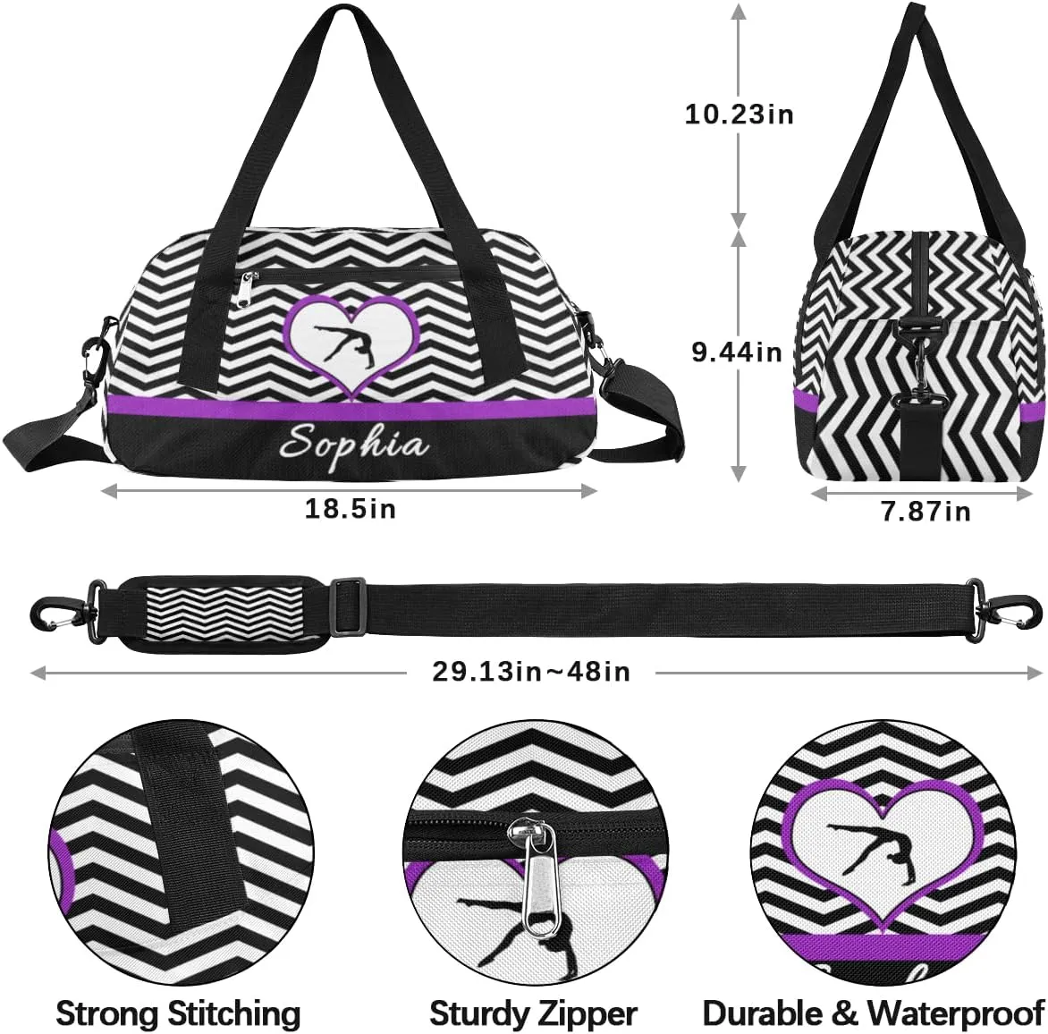 Gymnastics Custom Kids Duffel Overnight Dance Bag for Girls Personalized Dance Duffle Bag for Women Girls Customized Kids Gifts